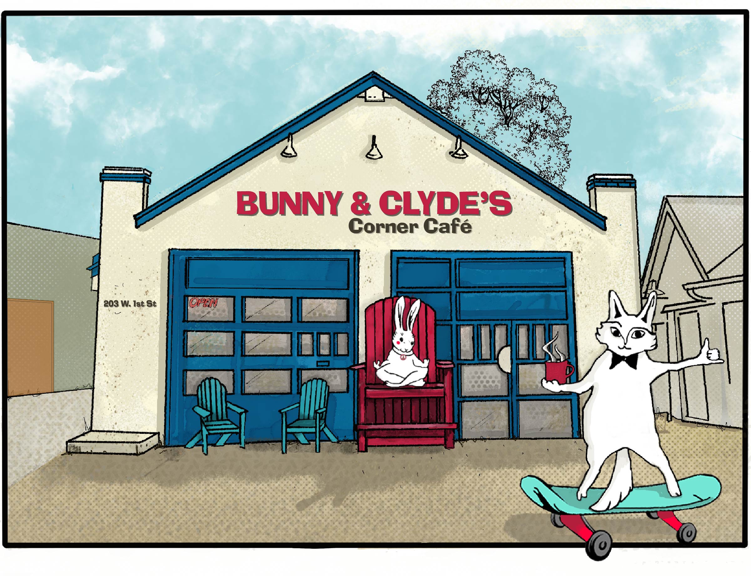 Illustration of Bunny & Clyde’s Corner Cafe in Salida, Colorado